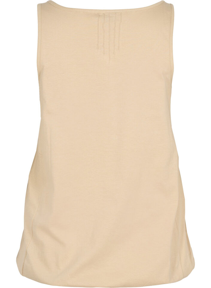 Ensfarget topp i bomull med strikk i bunnen, Humus, Packshot image number 1