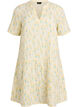Kort A-linjekjole i bomullsmuslin, Gul, Packshot image number 0