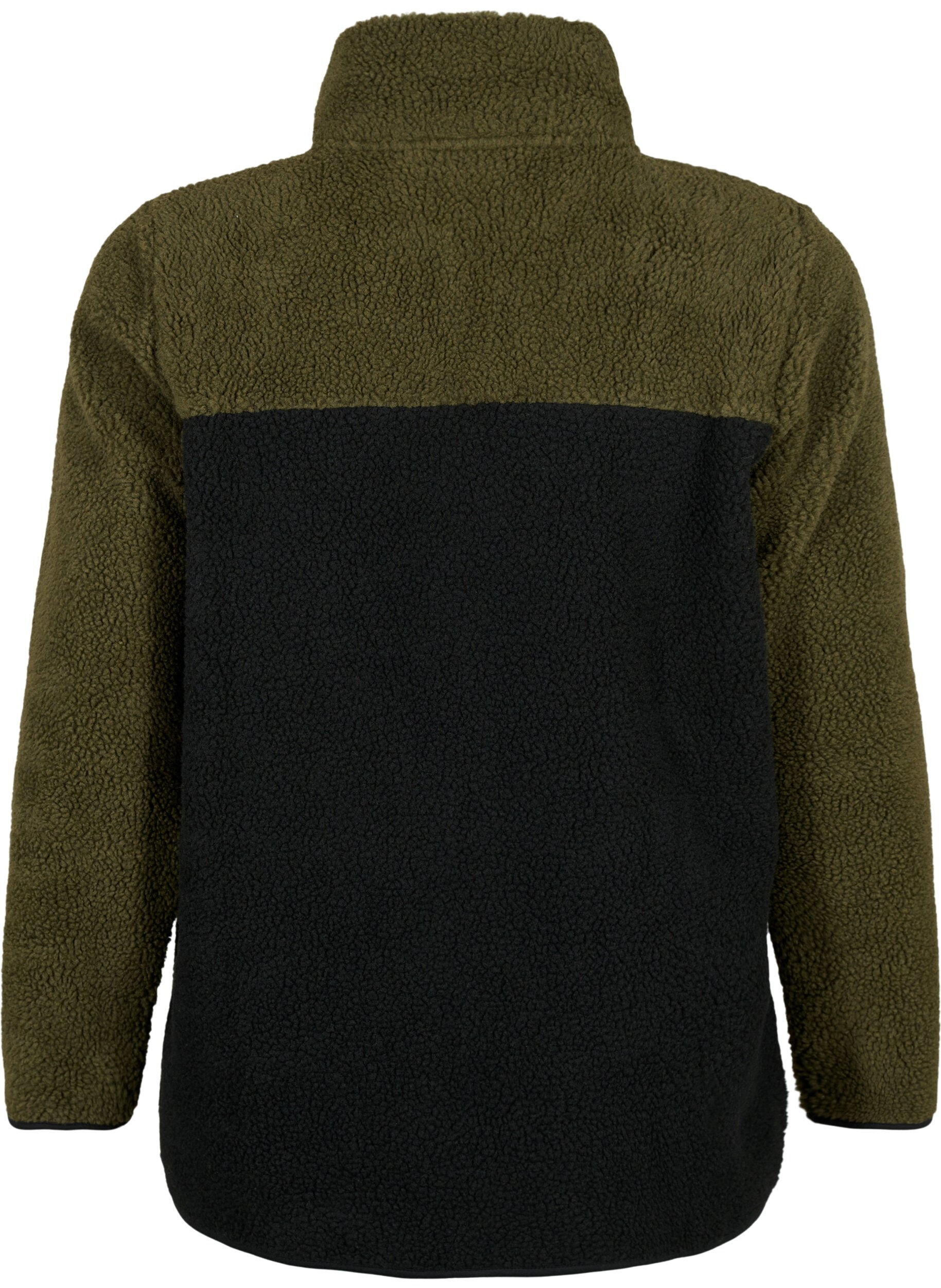 Zizzi Teddy jakke med fargeblokk, Forest Night comb., Packshot image number 1
