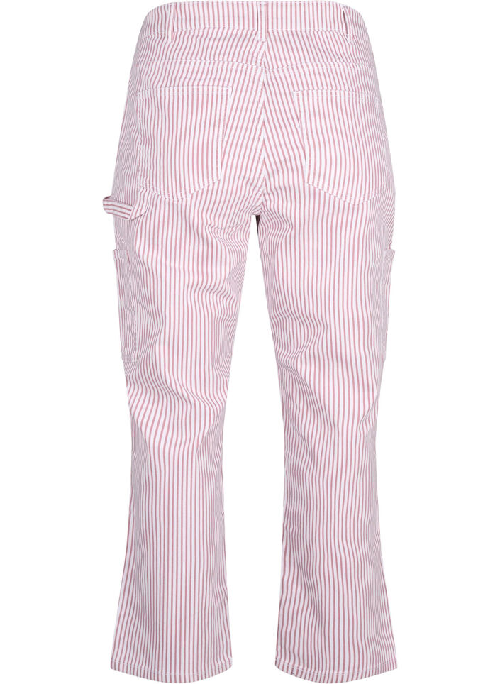 Stripete cargojeans med rett passform, Rose White Stripe, Packshot image number 1