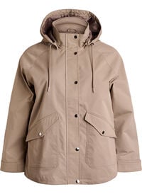 Kort vårjakke med avtagbar hette, Beige Kort vårjakke med avtagbar hette