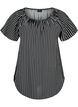 Stripete viskosebluse med korte ermer, Black/ White Stripe, Packshot image number 0
