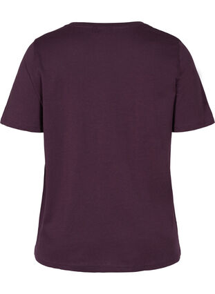 T-skjorte i organisk bomull med V-hals, Plum Perfect, Packshot image number 1