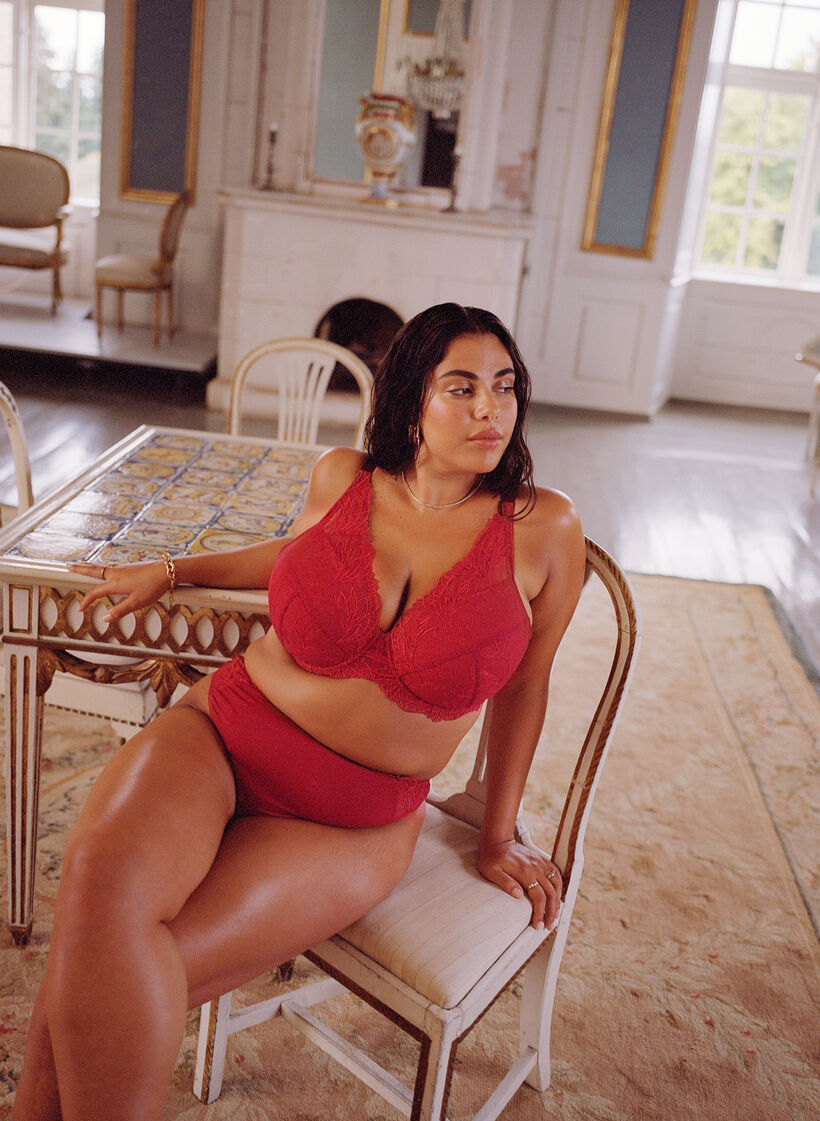 Mikrofiberstring med blonde, Rød, Image image number 0