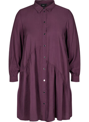 Ensfarget skjortekjole med A-form, Plum Perfect, Packshot image number 0