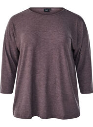 Jersey bluse med 3/4 ermer, Brun