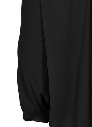 Skjorte med lette puffermer og knytedetalj, Black, Packshot image number 3