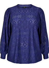 Langermet bluse med et åpentsarbeidsmønster, Astral Aura