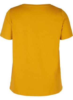 T-skjorte i bomull med A-form og trykk, Harvest Gold, Packshot image number 1