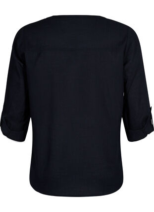 Zizzi Bomullsbluse med V-hals, Black, Packshot image number 1
