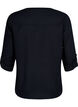 Bomullsbluse med V-hals, Black, Packshot image number 1