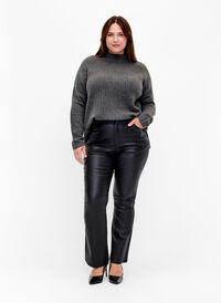Coated Ellen jeans med bootcut, Black, Model