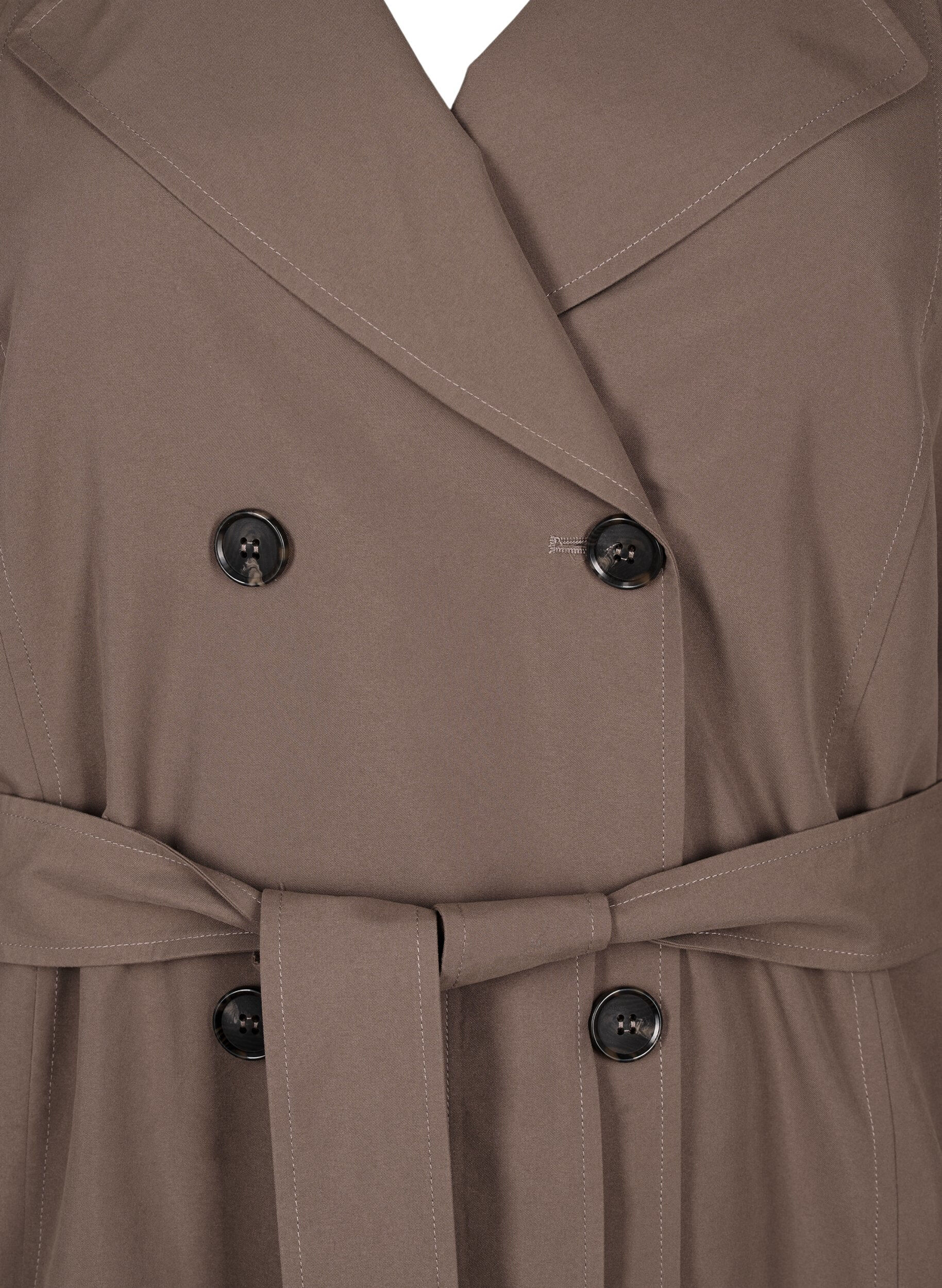 Zizzi Trenchcoat med belte og slisse, Chocolate Chip, Packshot image number 2