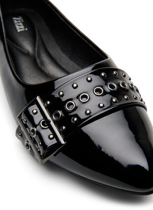 Zizzi Wide fit - Ballerina med stropp og studs, Svart, Packshot image number 3