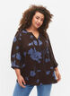 Bluse med print og 3/4 ermer, Falcon Flower, Model image number 0