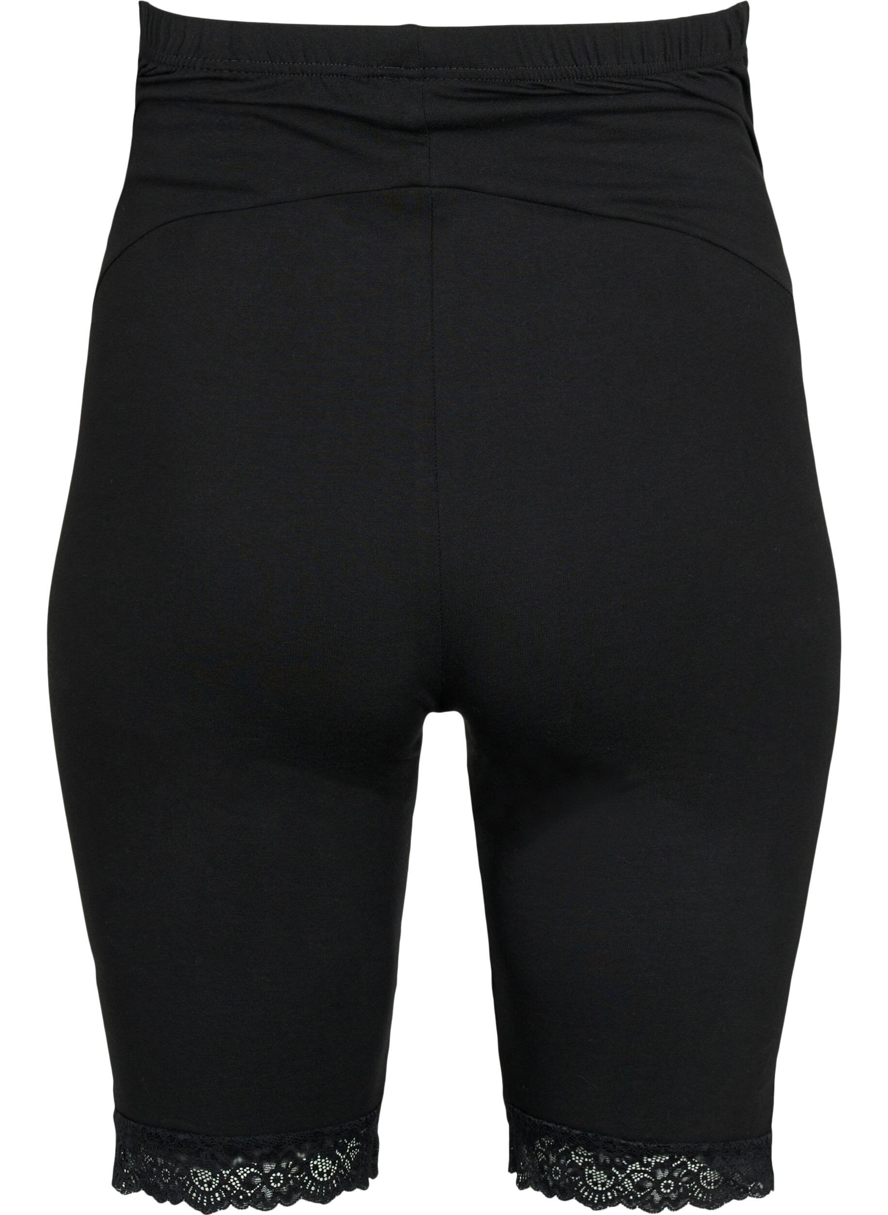 Zizzi Sykkelshorts til gravide med blondekant, Black, Packshot image number 1