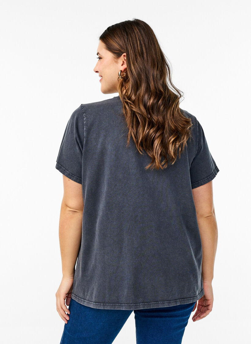 T-skjorte i organisk bomull med grafisk trykk, Grå, Model image number 2