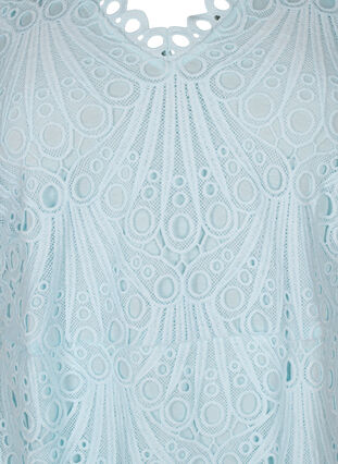 Heklet kjole med korte ermer, Delicate Blue, Packshot image number 2