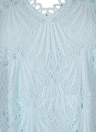 Zizzi Heklet kjole med korte ermer, Delicate Blue, Packshot image number 2