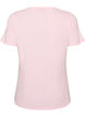 Bomulls T-skjorte med trykk foran, Rosa, Packshot image number 1