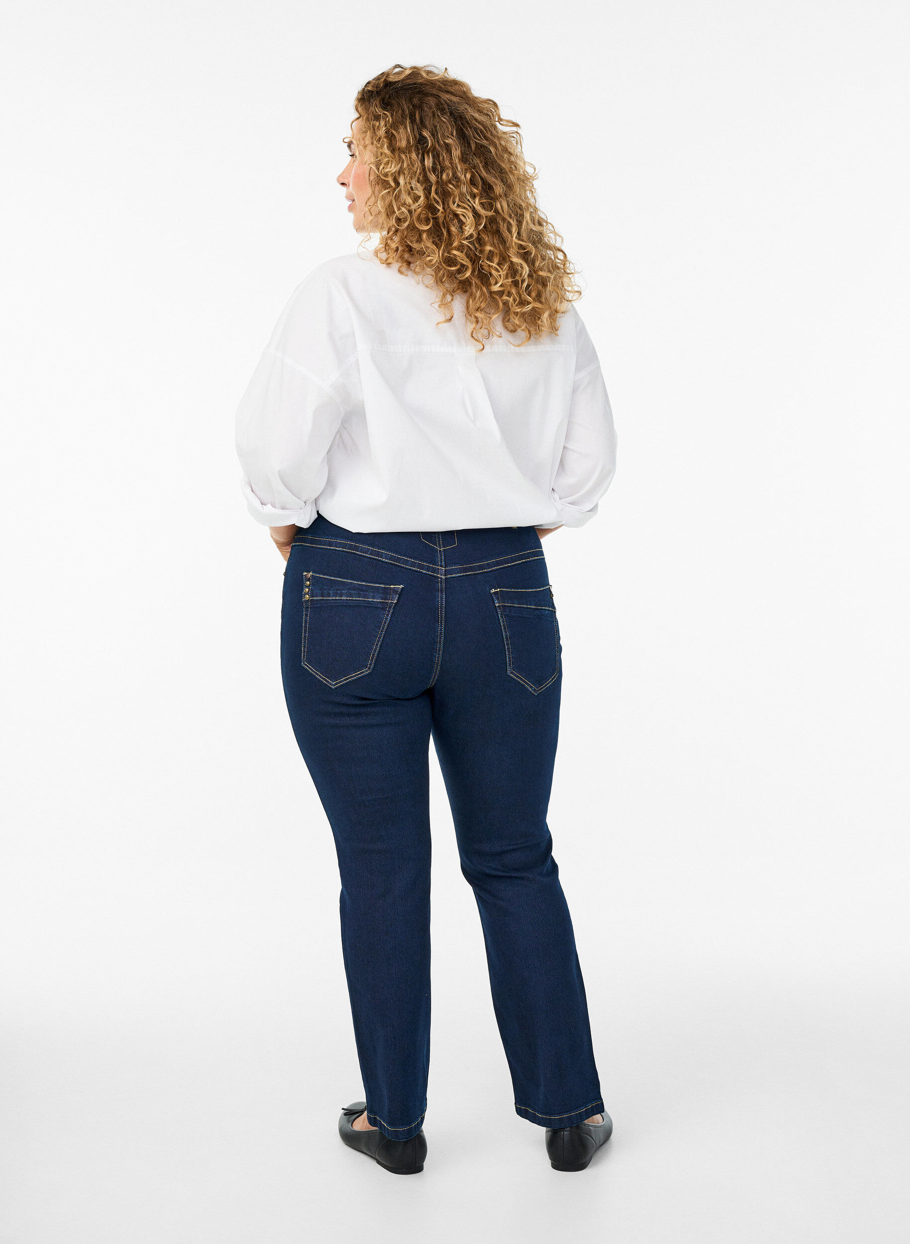 Zizzi Slim fit Vilma jeans med h&oslash;yt liv, Bl&aring;, Model image number 1