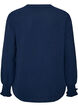 Bluse med smockmansjetter og V-hals, Bl&aring;, Packshot image number 1