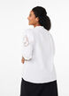Skjortebluse med volanger og broderie anglaise, Hvit, Model image number 2