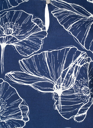 Viskose bluse med blomsterprint og smock, Navy B./Big Fl. AOP, Packshot image number 2