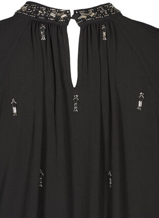 Langermet kjole med perler og smock, Black, Packshot image number 3