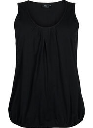 Bomullstopp med rund hals og blondekant, Black