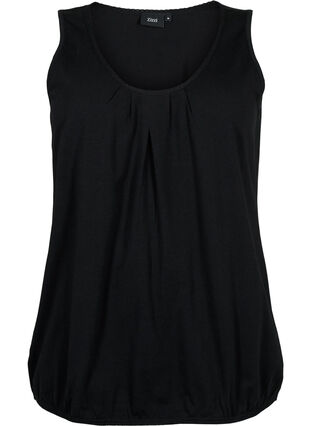 Bomullstopp med rund hals og blondekant, Black, Packshot image number 0