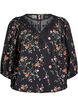 Bluse med 3/4 ermer og blondedetaljer, Svart, Packshot image number 0