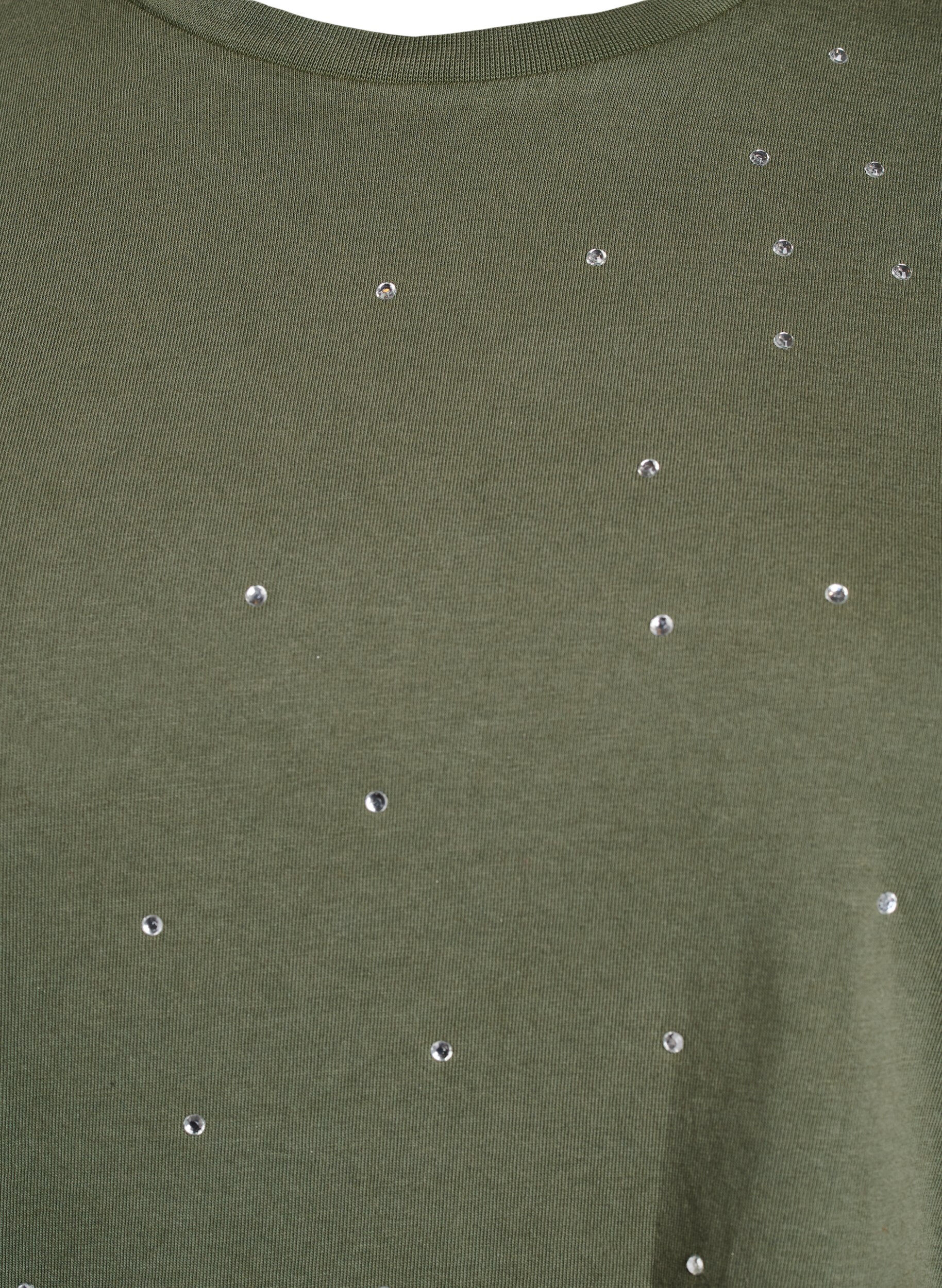 Zizzi T-skjorte i &oslash;kologisk bomull med et kult trykk, Gr&oslash;nn, Packshot image number 2