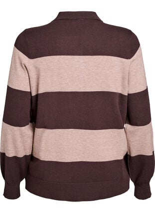 Zizzi Strikkeplagg med krage, Seal Brown Comb, Packshot image number 1