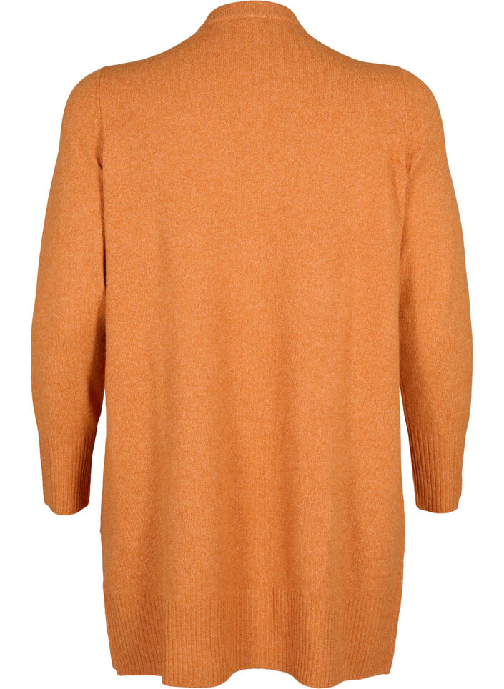 Ribbestrikket cardigan med lommer, Orange, Packshot image number 1