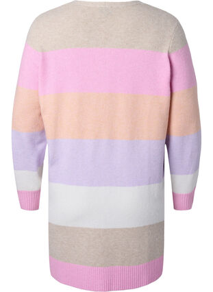 Lang stripete strikket cardigan, Orchid Petal Mel.Com, Packshot image number 1