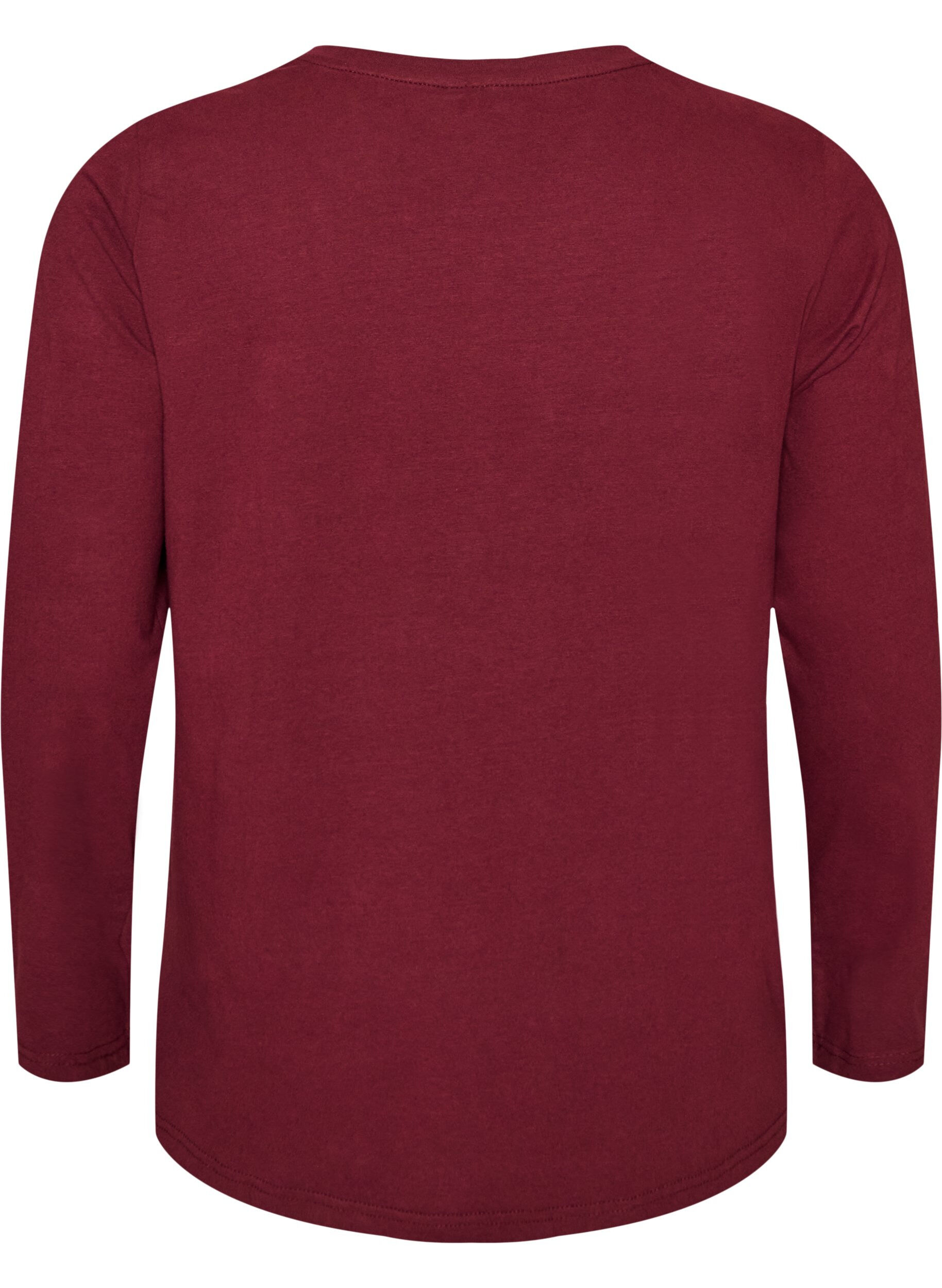 ZizziBasis jersey bluse med lange ermer, R&oslash;d, Packshot image number 1