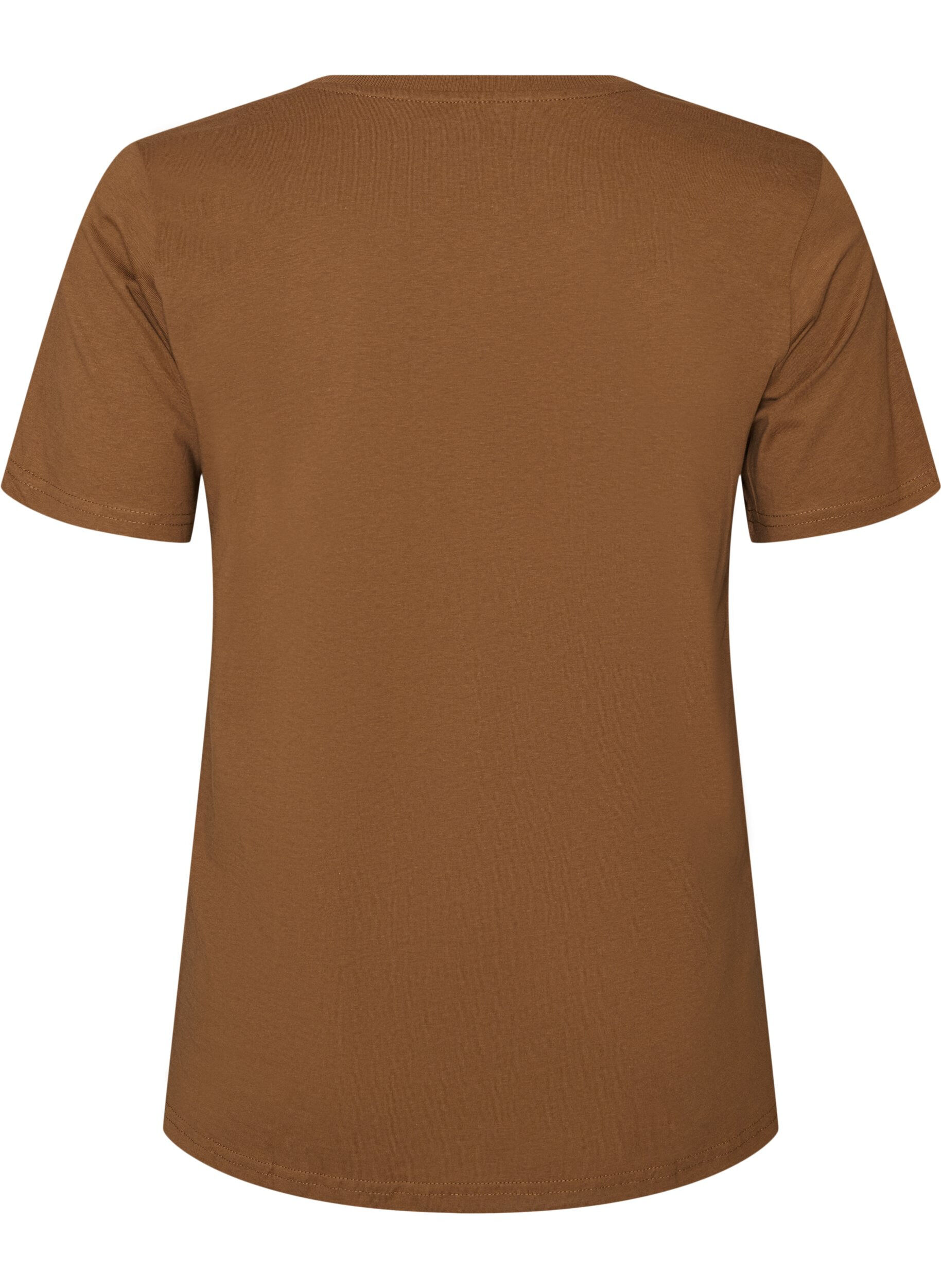 ZizziBomulls-T-skjorte med trykk, Brun, Packshot image number 1