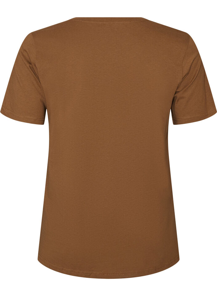 Bomulls-T-skjorte med trykk, Brun, Packshot image number 1