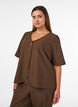 Bluse med glitter og V-hals, Brun, Model image number 0