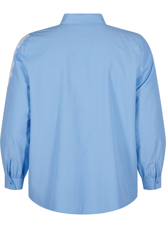 Skjorte med blonderdetaljer, Della Robbia Blue, Packshot