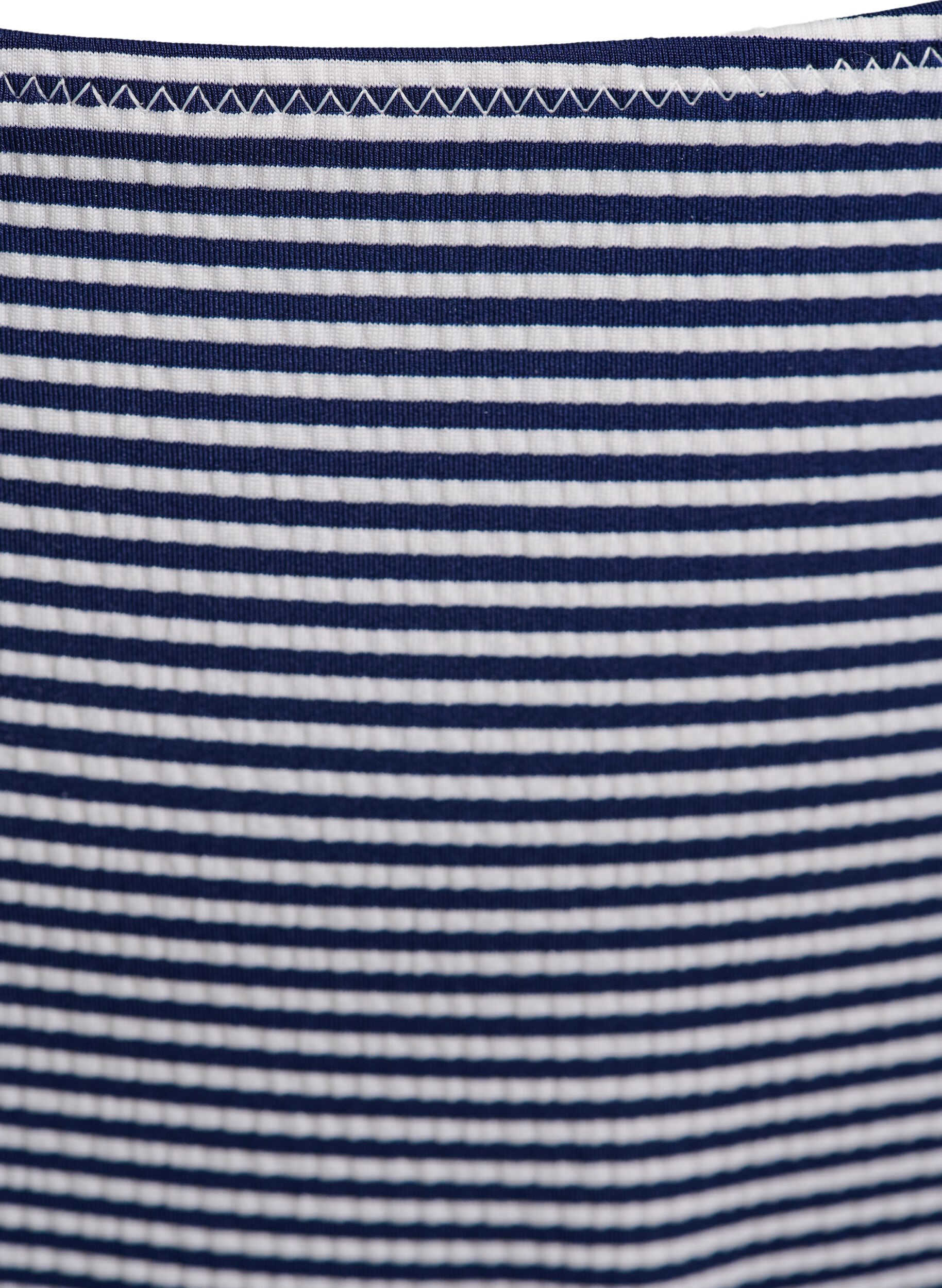 Zizzi Bikiniunderdel med stripete tekstur og regular midje, Bl&aring;, Packshot image number 2