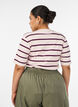 Ribbet T-skjorte med striper og knappedetalj, Lilla, Model image number 2