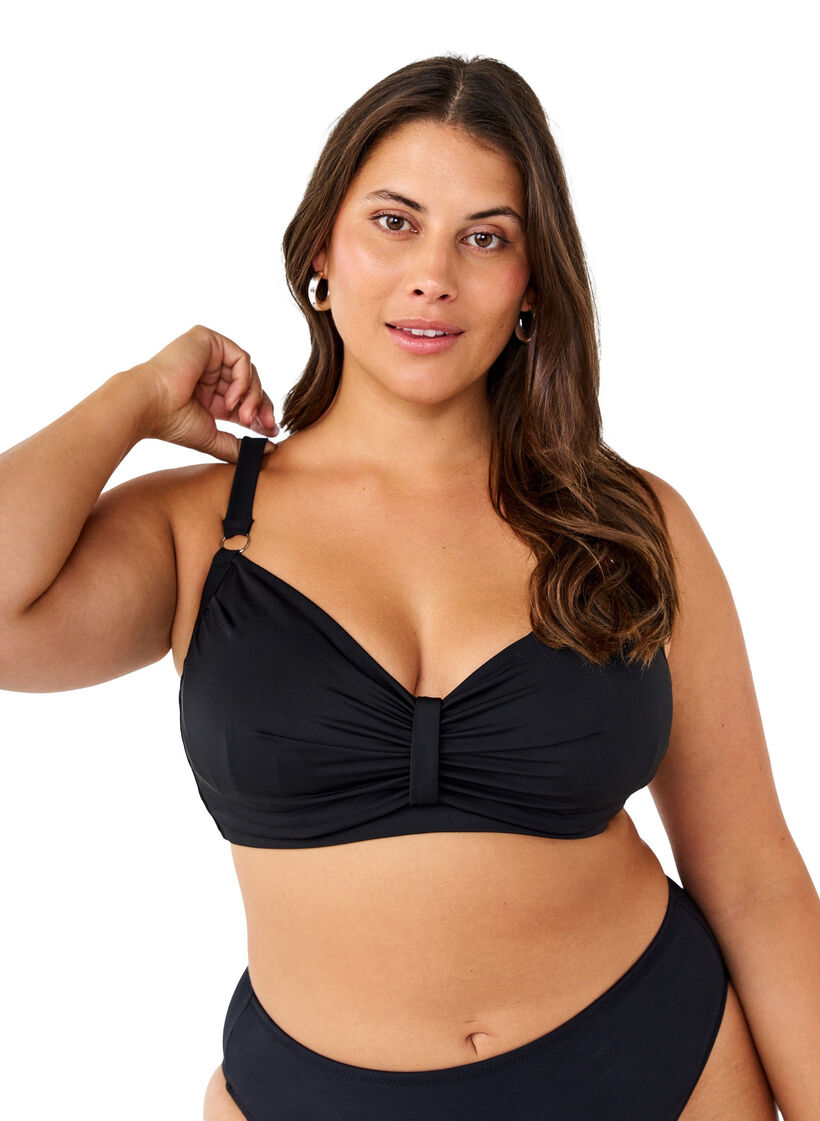 Bikinioverdel med spiler og drapering, Svart, Model image number 0