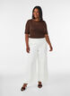 Mesh topp med korte ermer og rund hals, Brun, Model image number 1