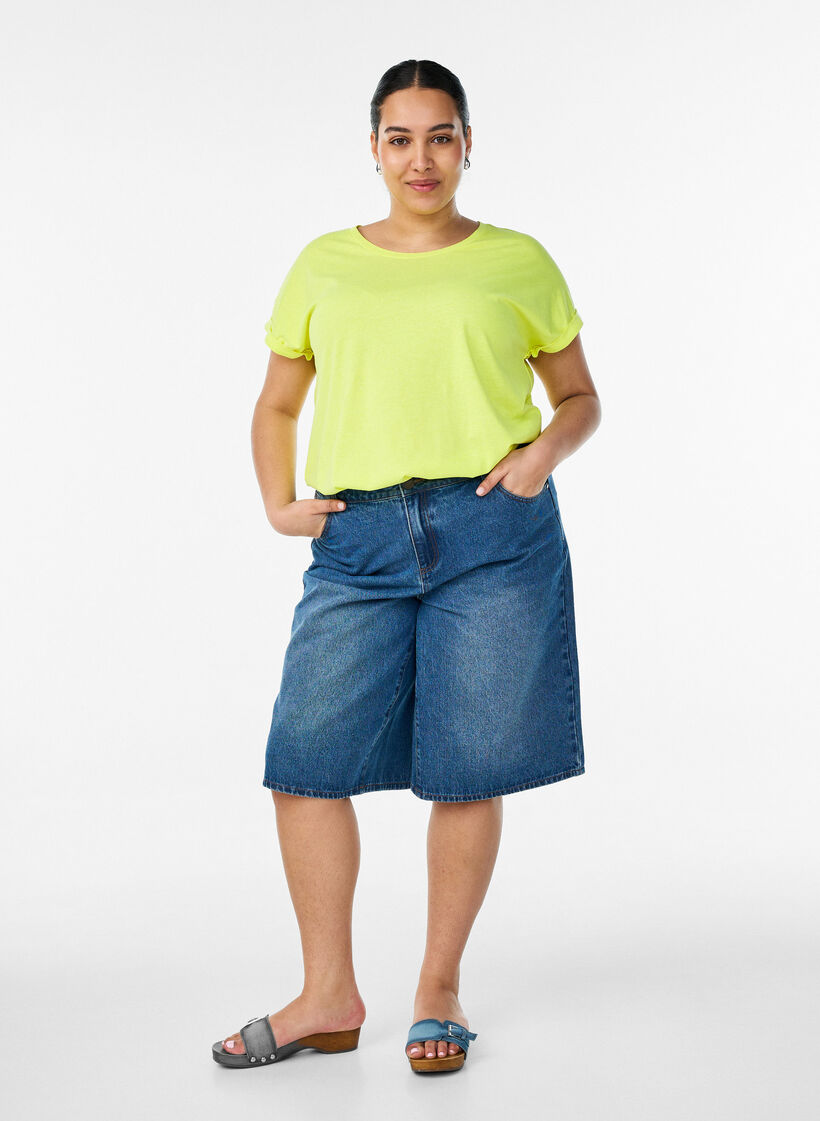 Neonfarget T-skjorte i bomull, Gul, Model image number 1