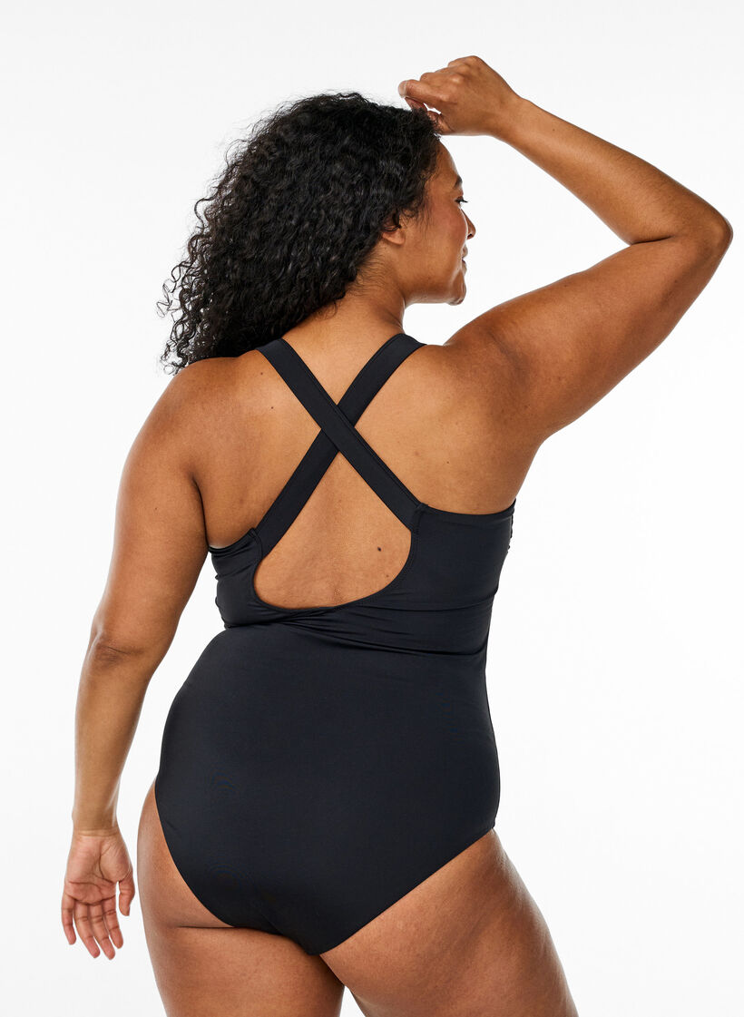 Badedrakt med kryssede stropper, Svart, Model image number 1