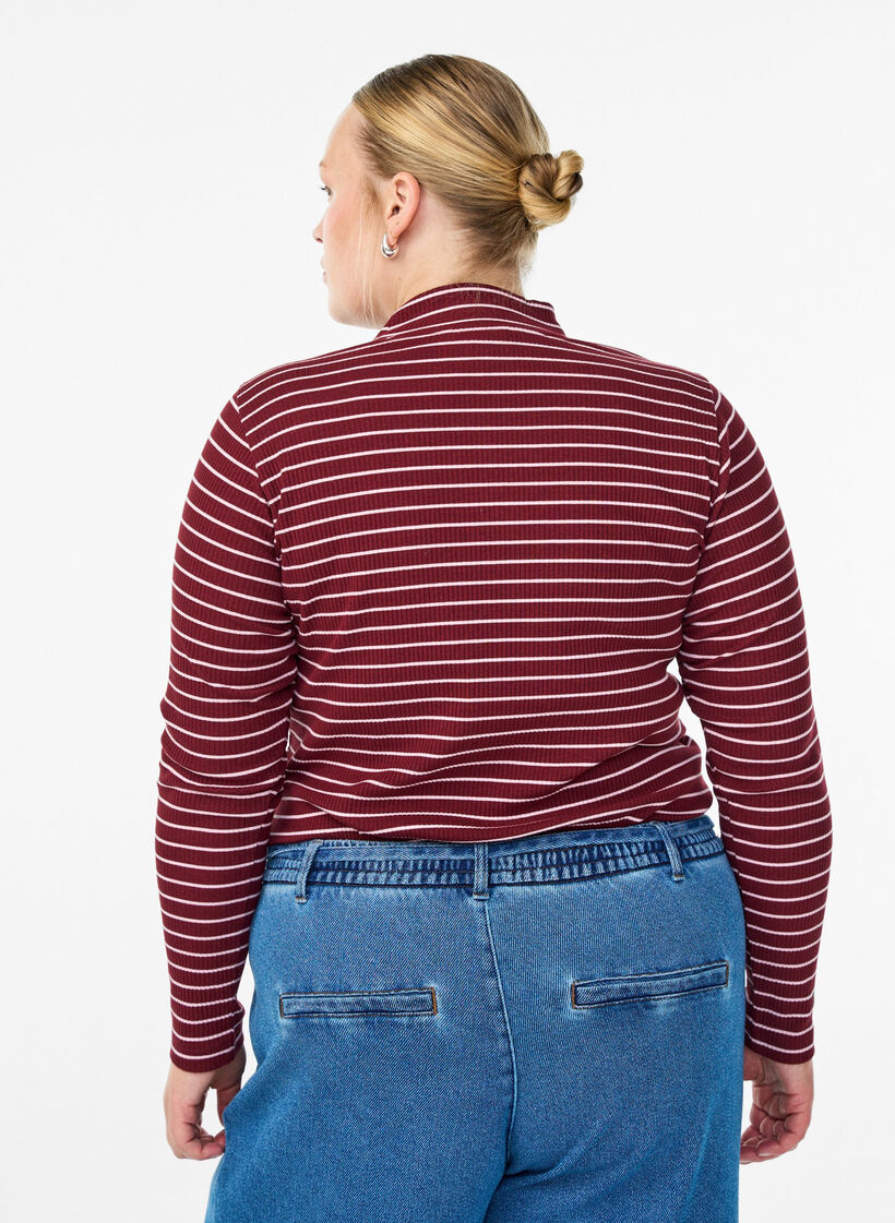 Stripet ribbet jerseybluse med høy hals, T.Port Fairy Tale, Model