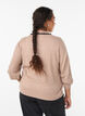Strikkebluse med krage og kontrastvolang, Beige, Model image number 2
