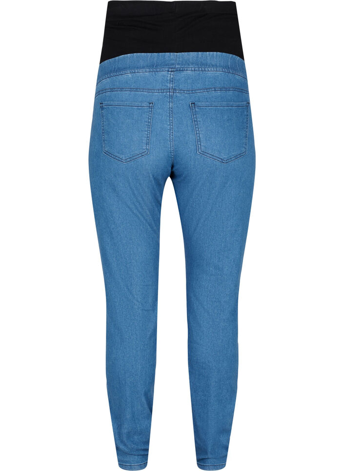Jeggings med baklommer til gravide, Blue denim, Packshot image number 1